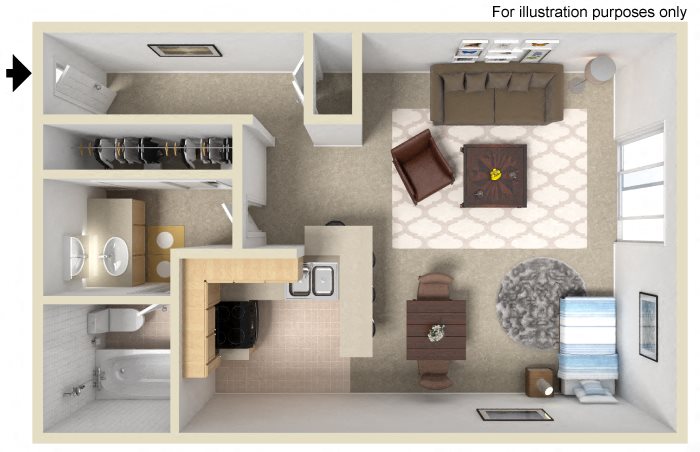 Aurora Floor Plan - Studio Aurora Floor Plan - Studio, Madison Park Apartment Homes, 92804